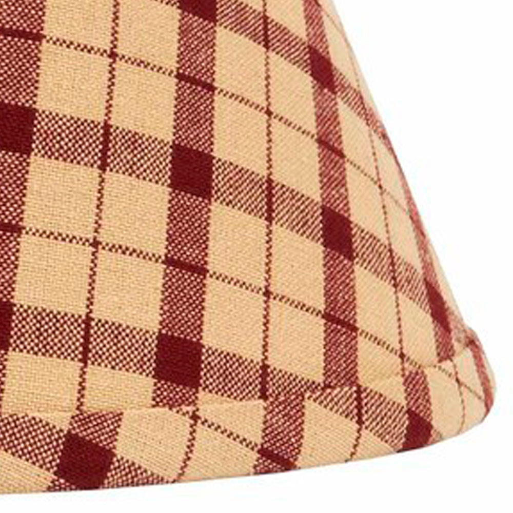 Barn Red Nutmeg Salem Check Barn Red 14" Lampshade - Interiors by Elizabeth