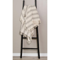 Thumbnail for Grain Sack Stripe Pewter-Cream Afghan - Interiors by Elizabeth