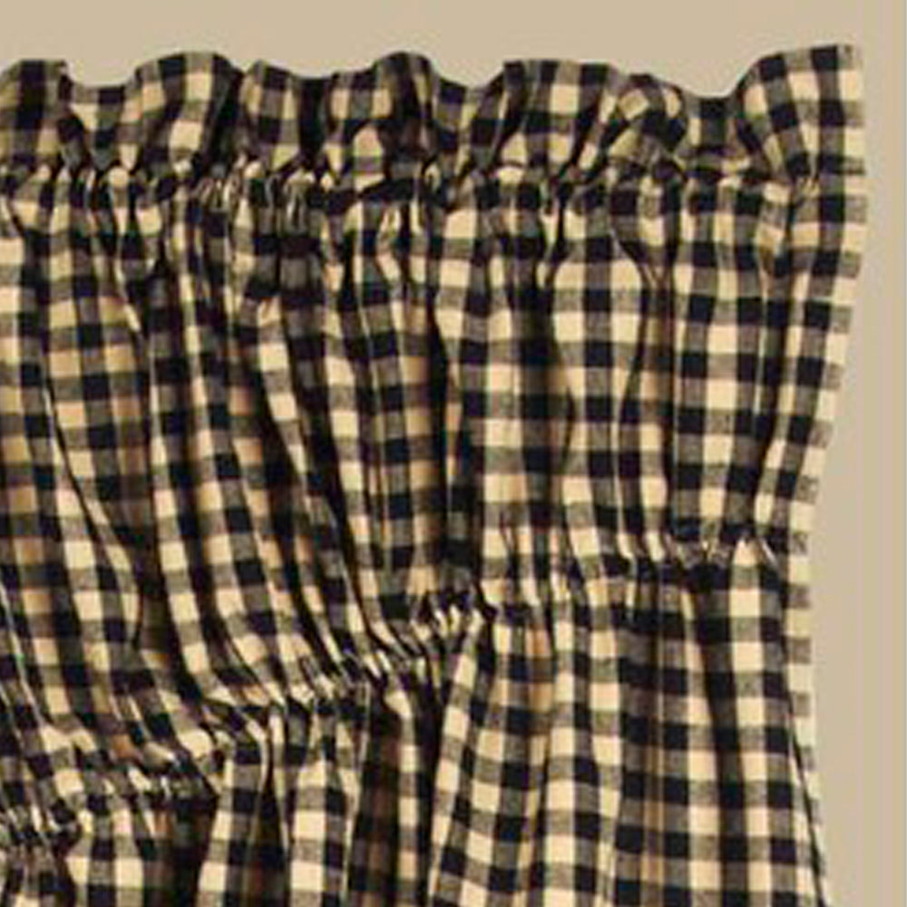 Black Nutmeg Heritage House Check Black Gathered Swag Lined - Interiors by Elizabeth