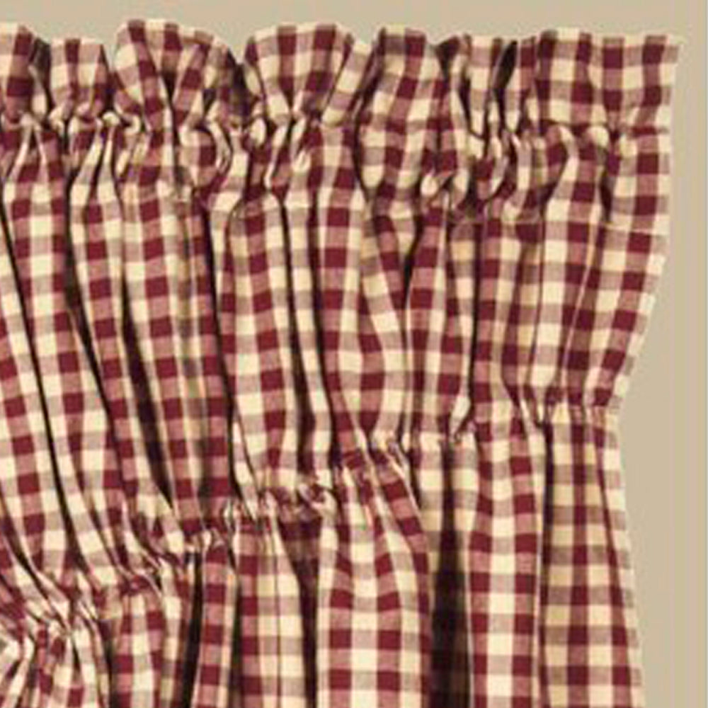 Barn Red Nutmeg Heritage House Check Barn Red Gathered Swag Lined - Interiors by Elizabeth