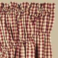 Thumbnail for Barn Red Nutmeg Heritage House Check Barn Red Gathered Swag Lined - Interiors by Elizabeth