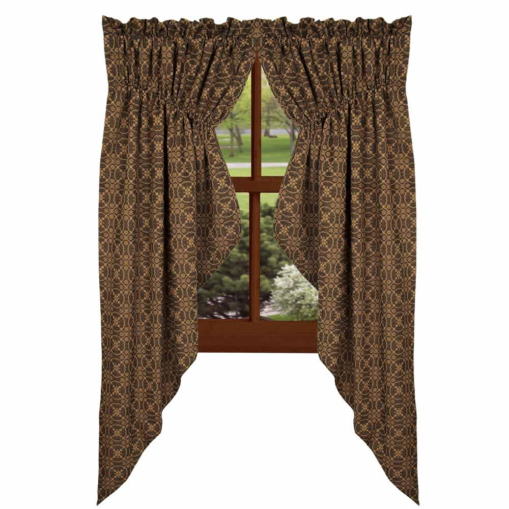 Black-Tan Marshfield Jacquard Gathered Swag - Lined - Interiors by Elizabeth