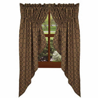 Thumbnail for Black-Tan Marshfield Jacquard Gathered Swag - Lined - Interiors by Elizabeth