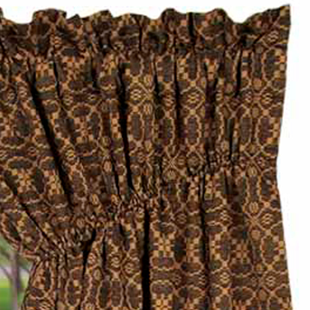 Black Tan Marshfield Jacquard Gathered Swag Lined - Interiors by Elizabeth