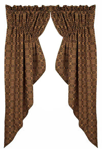 Thumbnail for Black Tan Marshfield Jacquard Gathered Swag Lined - Interiors by Elizabeth