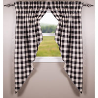 Thumbnail for Black-Buttermilk Buffalo Check Gathered Swag - Lined - Interiors by Elizabeth