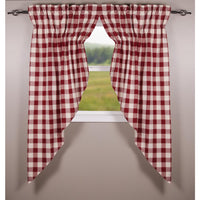 Thumbnail for Barn Red-Buttermilk Buffalo Check Gathered Swag - Lined - Interiors by Elizabeth
