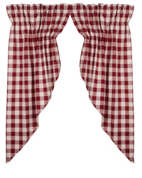 Thumbnail for Barn Red Buttermilk Buffalo Check Gathered Swag Lined