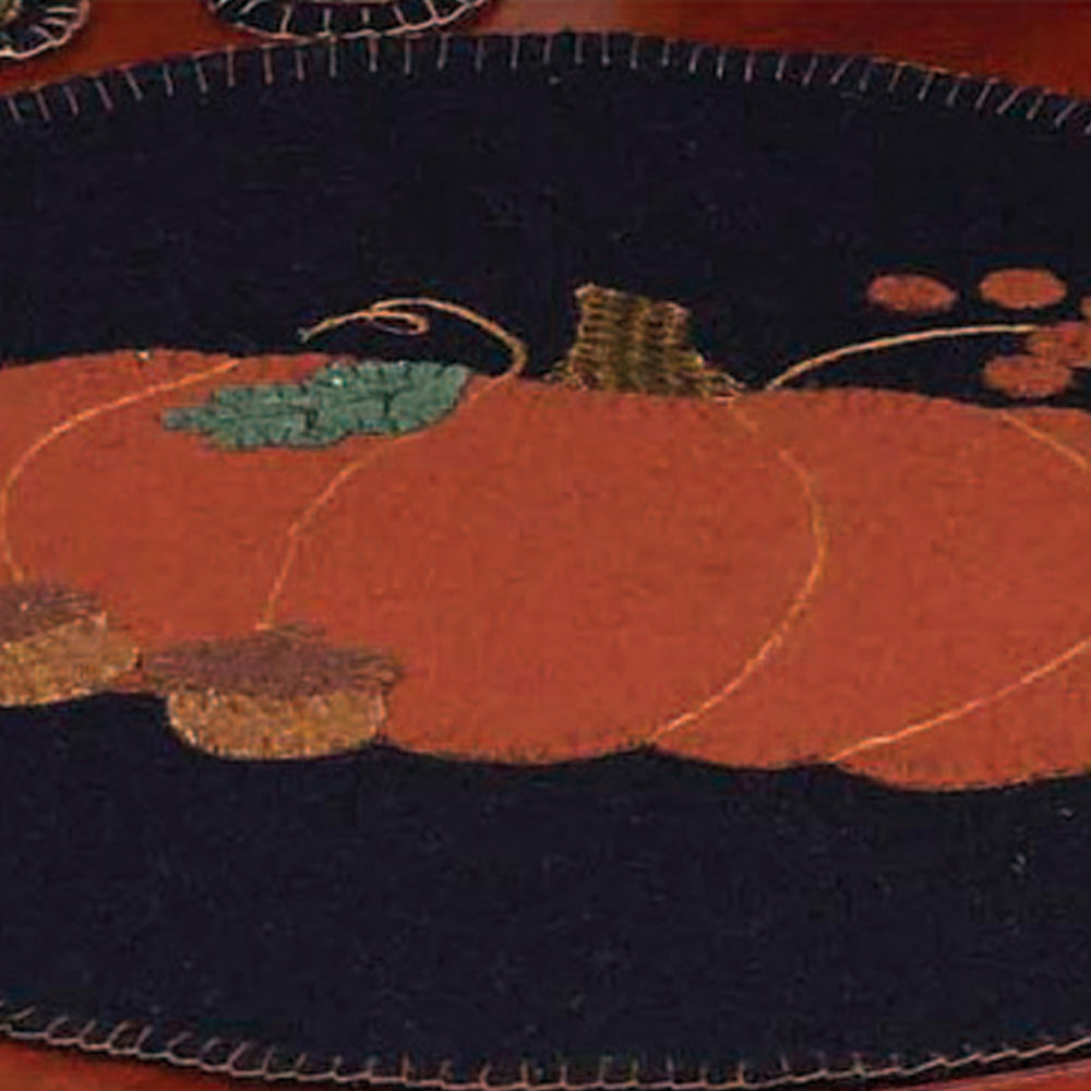 Pumpkin & Acorns Black Candle Mat Set Of Two