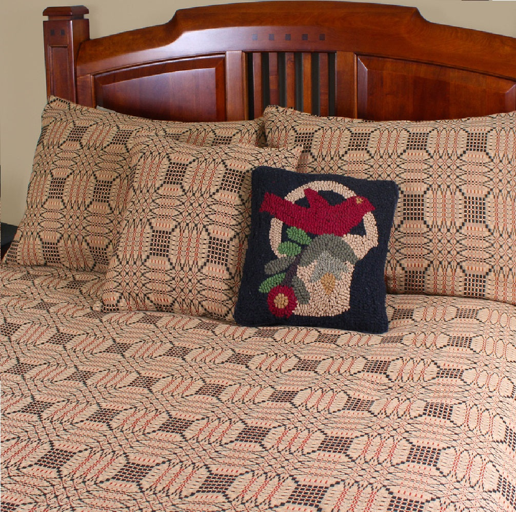 Trenton Jacquard Nutmeg Black Red Queen Bed Cover - Interiors by Elizabeth