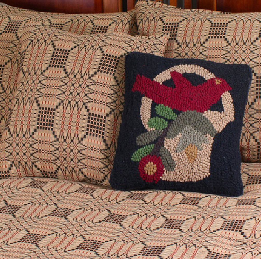 Trenton Jacquard Nutmeg Black Red Queen Bed Cover