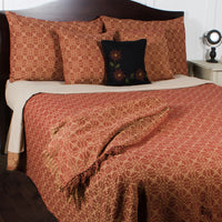 Thumbnail for Barn Red Tan Marshfield Jacquard Bed Cover Twin - Interiors by Elizabeth