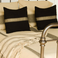 Thumbnail for Grain Sack Stripe Oat Black Queen Duvet Cover