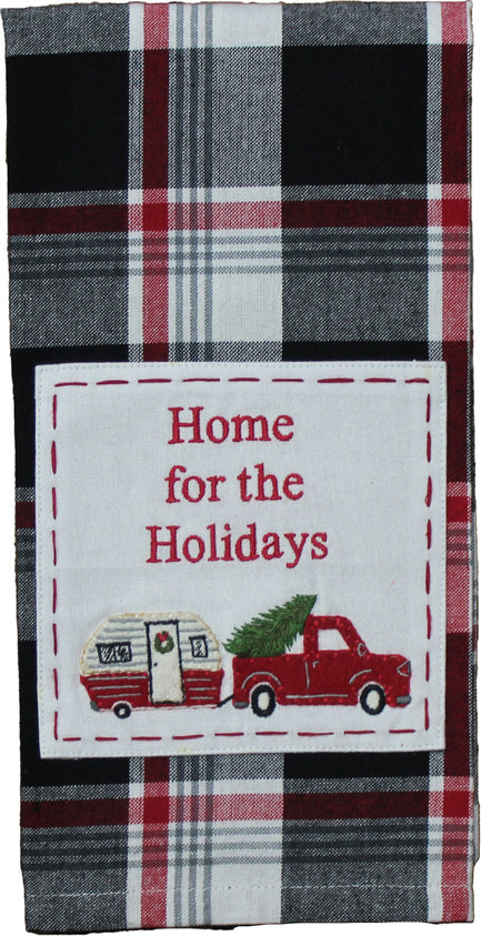 Winter Plaid Black, Red, Cream towel - Interiors by Elizabeth
