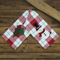Thumbnail for 2 in 1 Christmas Buffalo Check Holly, SnowmanTTowel Towel - Interiors by Elizabeth