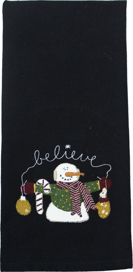Snowman Believe Black towel - Interiors by Elizabeth