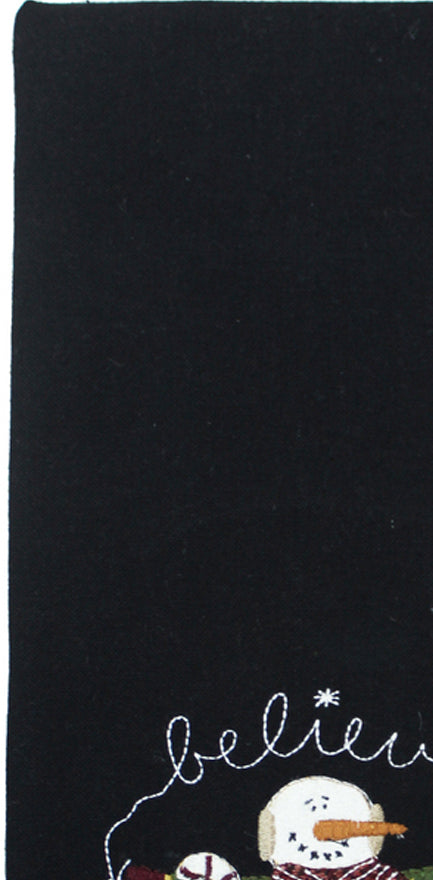 Snowman Believe Black towel
