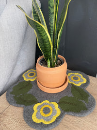 Thumbnail for Yellow Flower Gray Candle Mat