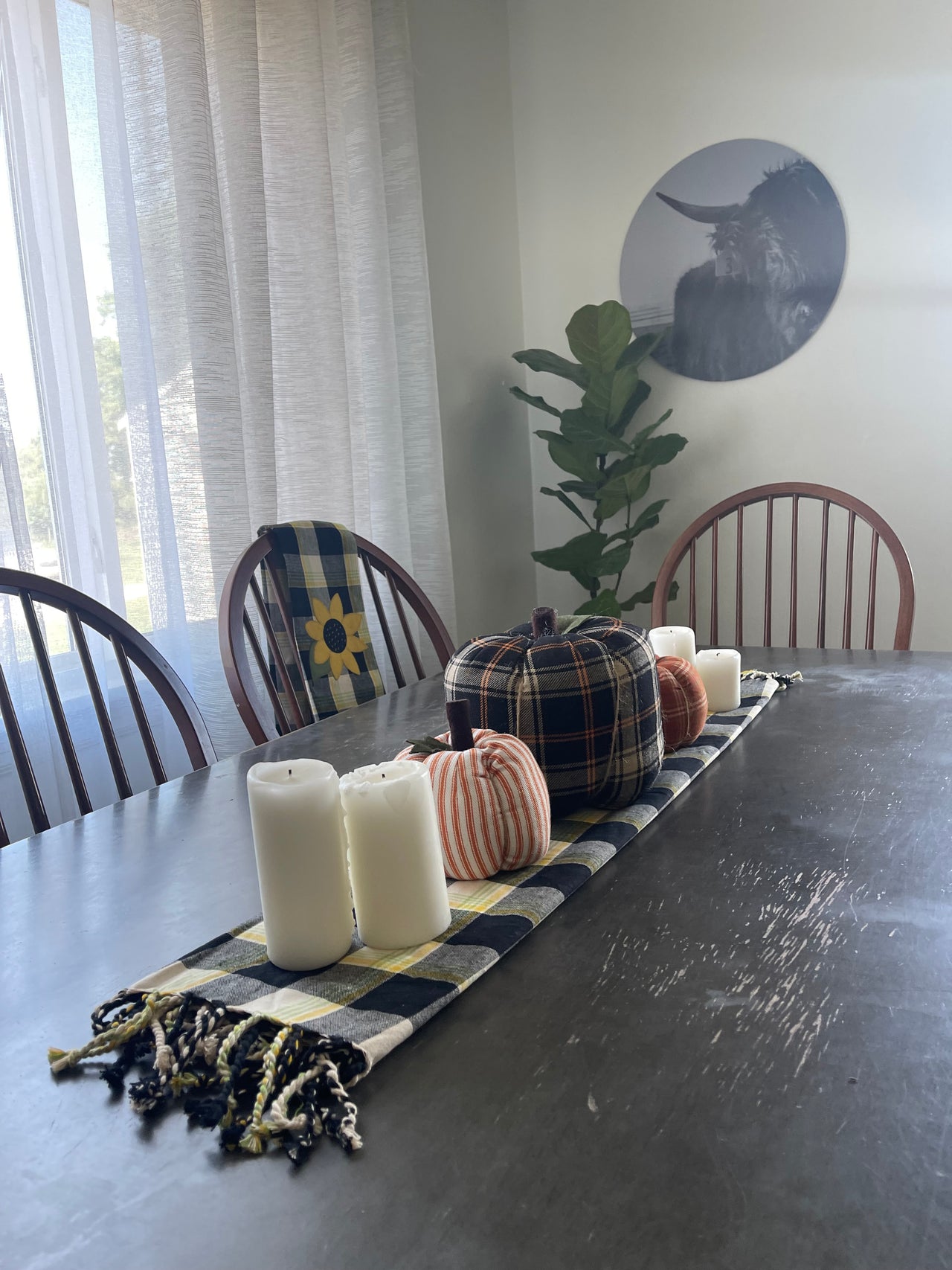Sunflower Buffalo Check Table Square