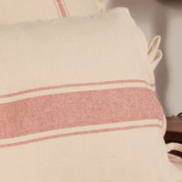 Thumbnail for Oat Barn Red Grain Sack Stripe Lumbar Pillow Cover