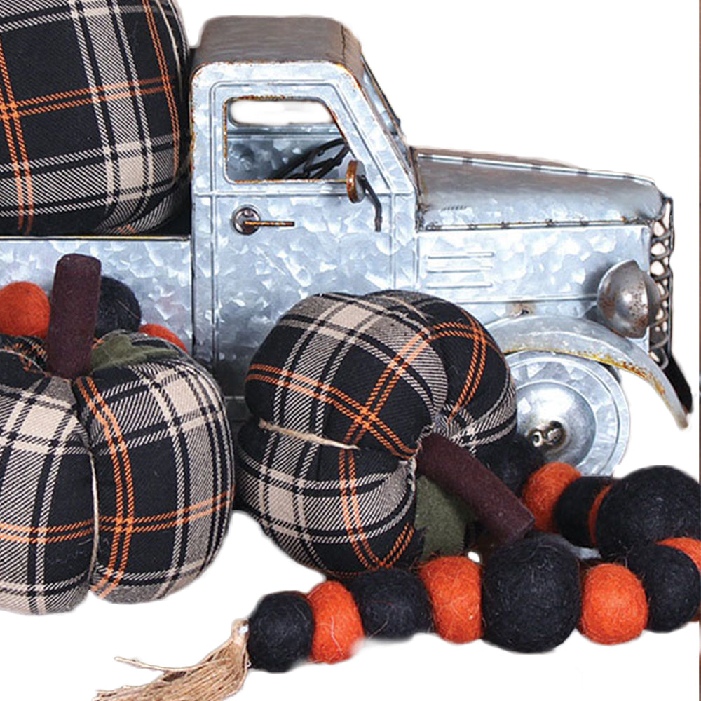 Primitive Fall Plaid Pumpkin 8 Inch