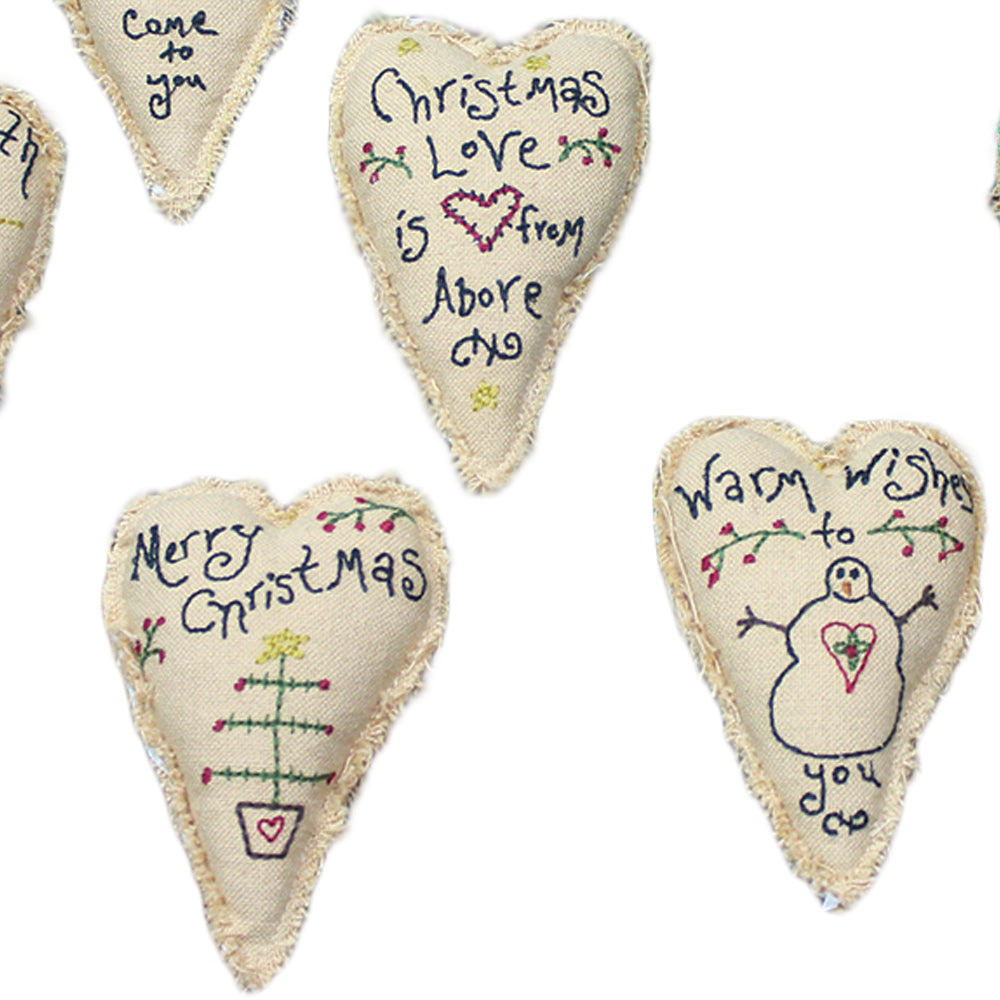 Heart Embroidered Ornaments Set of 6