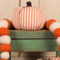 Thumbnail for Cream Orange Ticking Pumpkin 4X3 Ornament