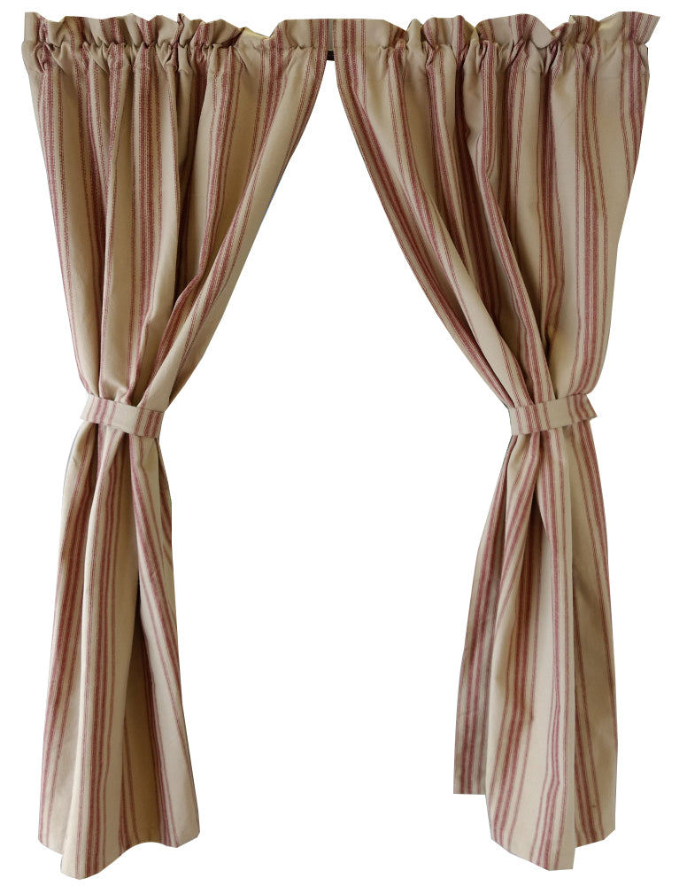 Oat Barn Red Grain Sack Stripe 63" Panels Lined