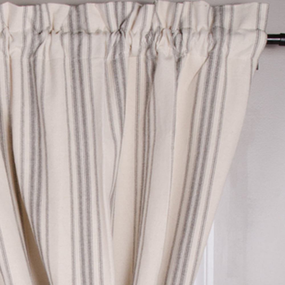 Grain Sack Stripe Cream Pewter 63" Panels Lined