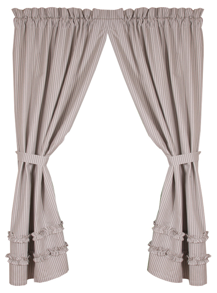 Grey Ticking Ruffle Panels