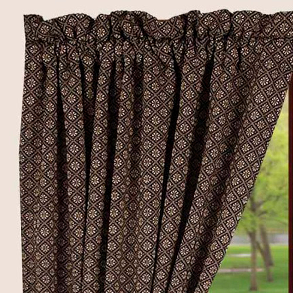 Black Nutmeg Kingston Jacquard 63" Panels Lined - Interiors by Elizabeth
