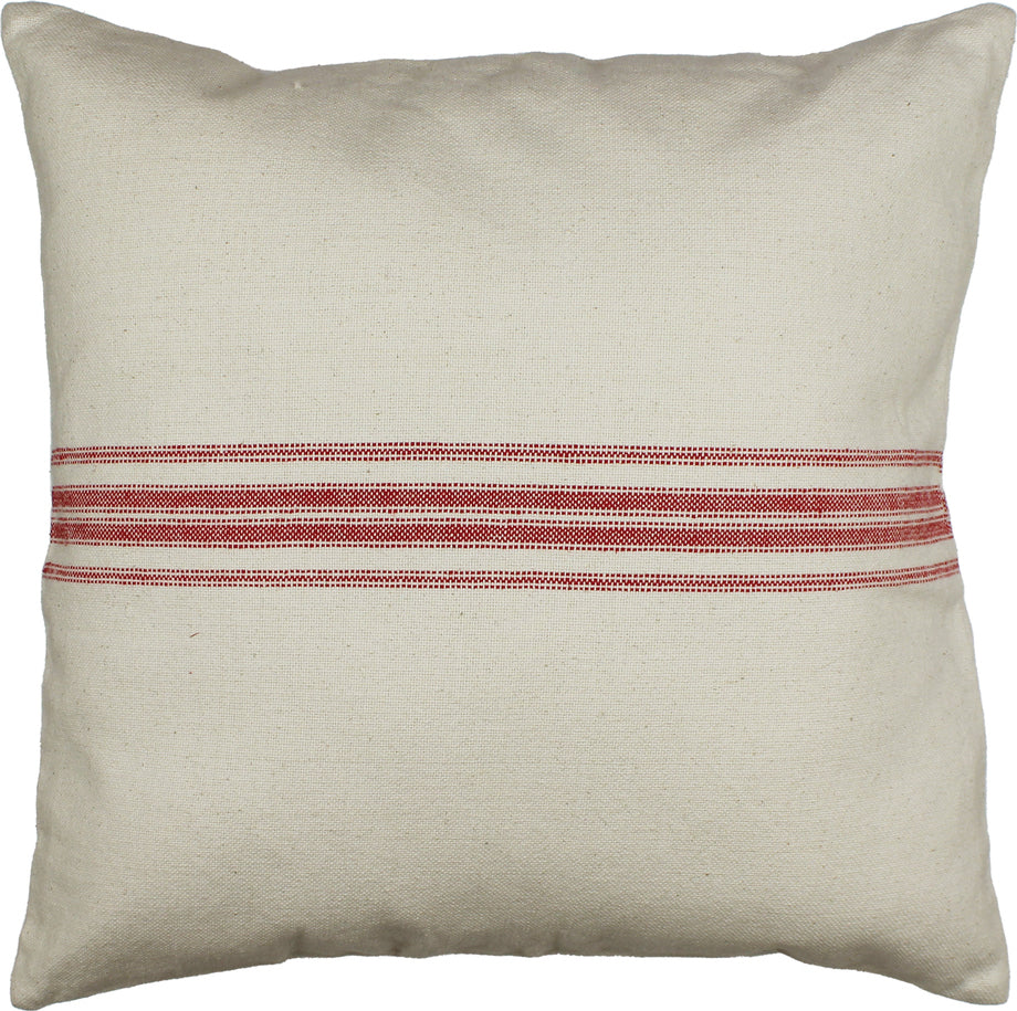Red Grain Sack Cream,Red Pillow - Interiors by Elizabeth