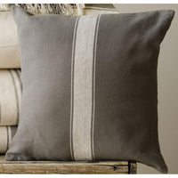 Thumbnail for Grain Sack Stripe Cream - Pewter Pillow Cover - Interiors by Elizabeth