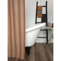 Thumbnail for Oat-Barn Red Grain Sack Stripe Shower Curtain - Interiors by Elizabeth