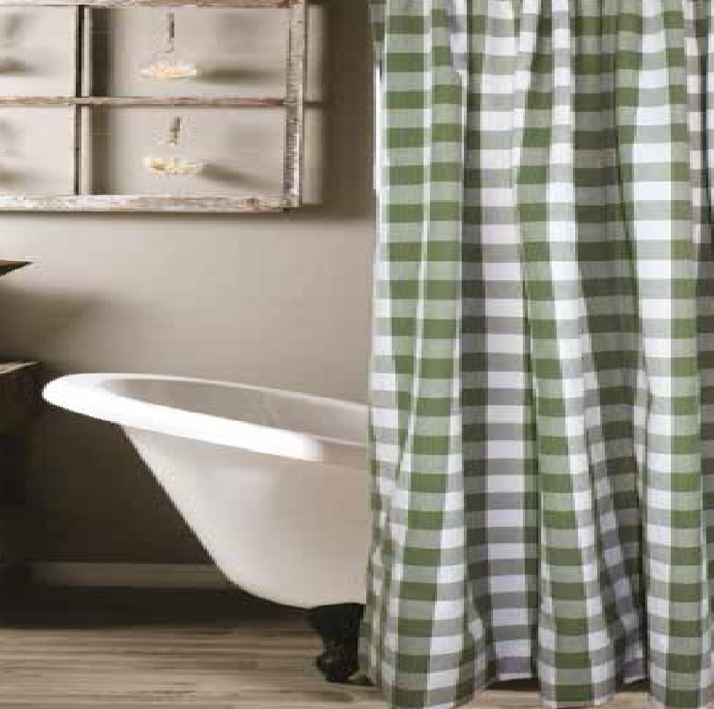 Buffalo Check Sage Sage Shower Curtain - Interiors by Elizabeth
