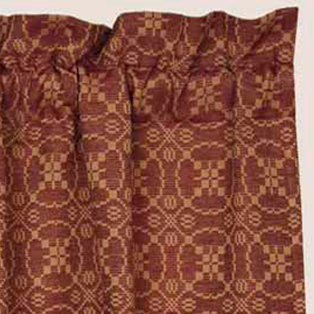 Barn Red Tan Marshfield Jacquard Swag Lined - Interiors by Elizabeth