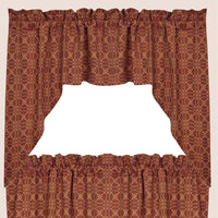 Thumbnail for Barn Red Tan Marshfield Jacquard Swag Lined - Interiors by Elizabeth