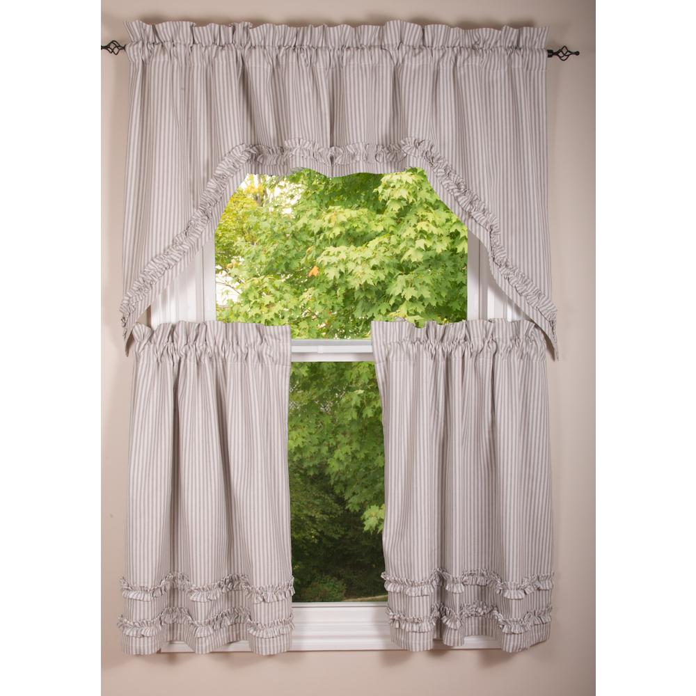 Grey Ticking Ruffle Swag- Interiors by Elizabeth