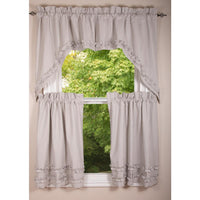 Thumbnail for Grey Ticking Ruffle Swag- Interiors by Elizabeth