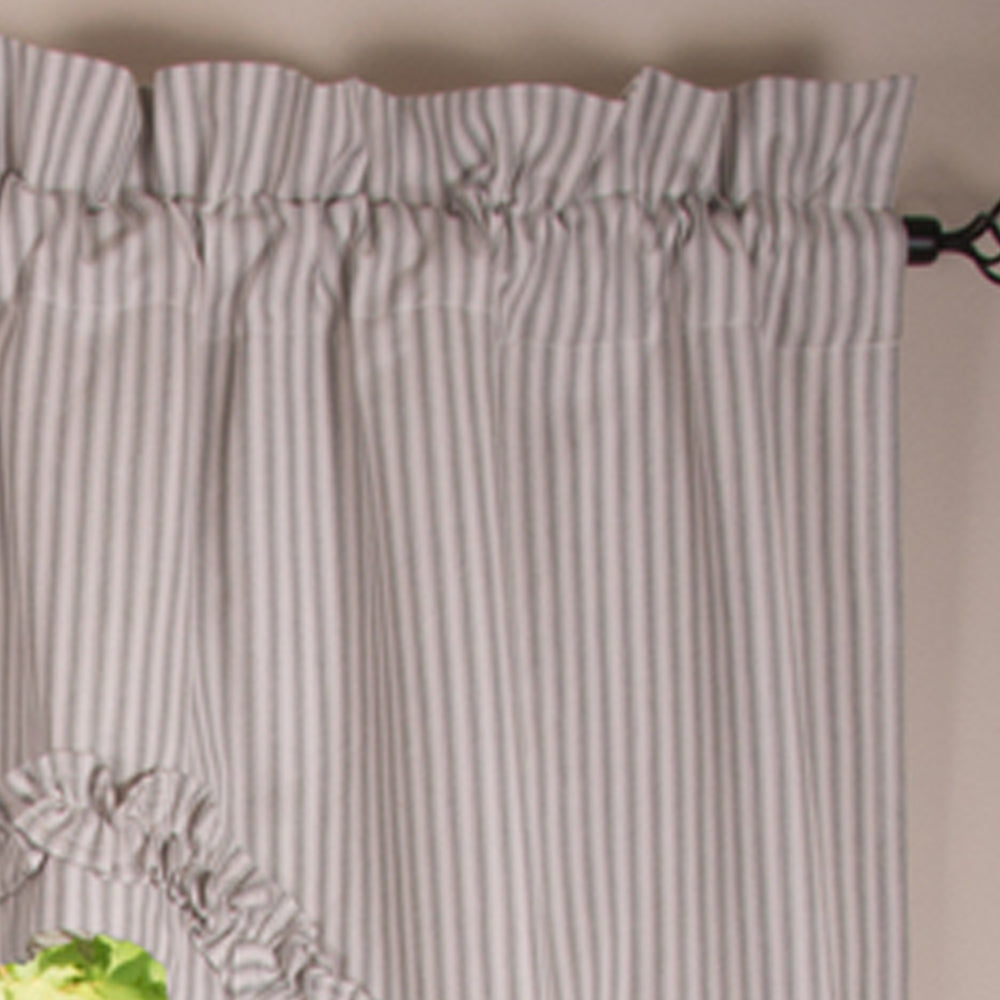 Grey Ticking Ruffle Swag