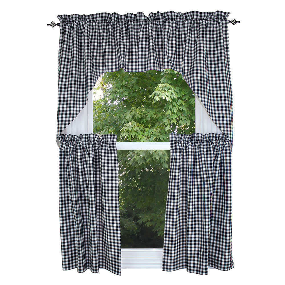 Heritage House Check Black & Cream Swag - Interiors by Elizabeth