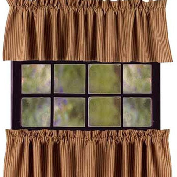 Barn Red Nutmeg York Ticking 36" Tiers Lined - Interiors by Elizabeth