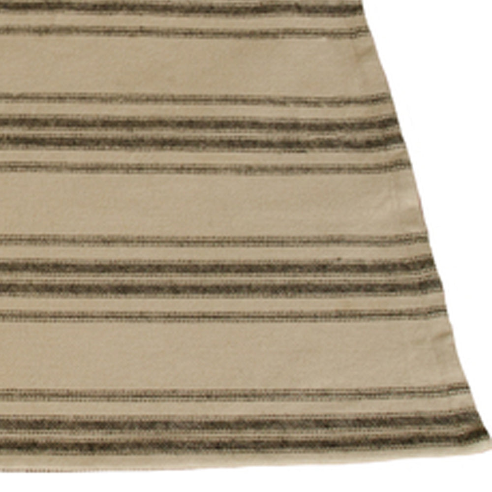 Grain Sack Stripe Oat Black Table 45" Runner