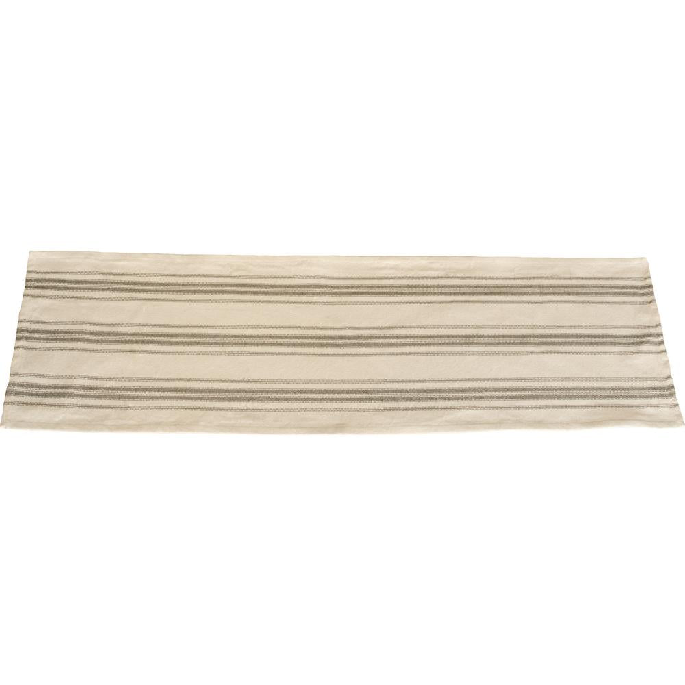 Grain Sack Stripe Cream - Pewter 45" Runner - Interiors by Elizabeth