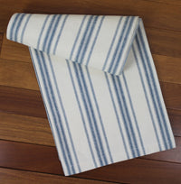 Thumbnail for Grain Sack Stripe Cream - Colonial Blue Table Runner - Interiors by Elizabeth