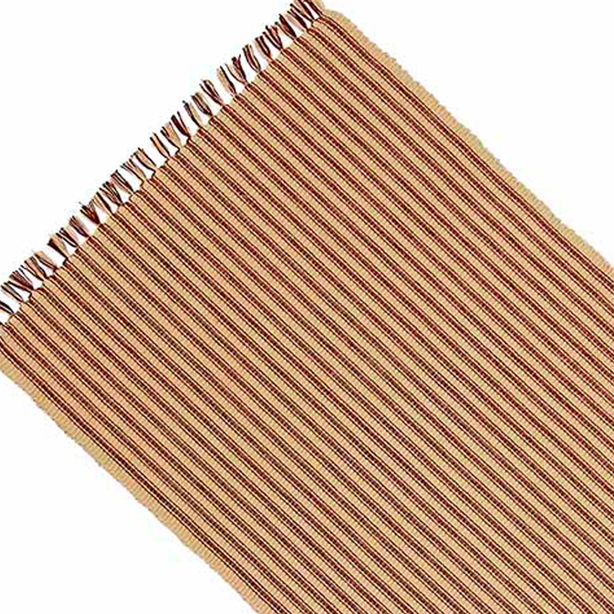 Barn Red Nutmeg York Ticking Table Runner