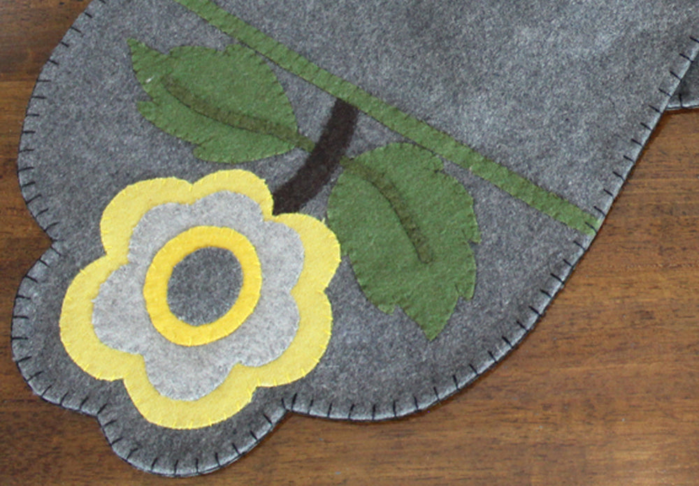 Yellow Flower Gray Table Runner 45 In