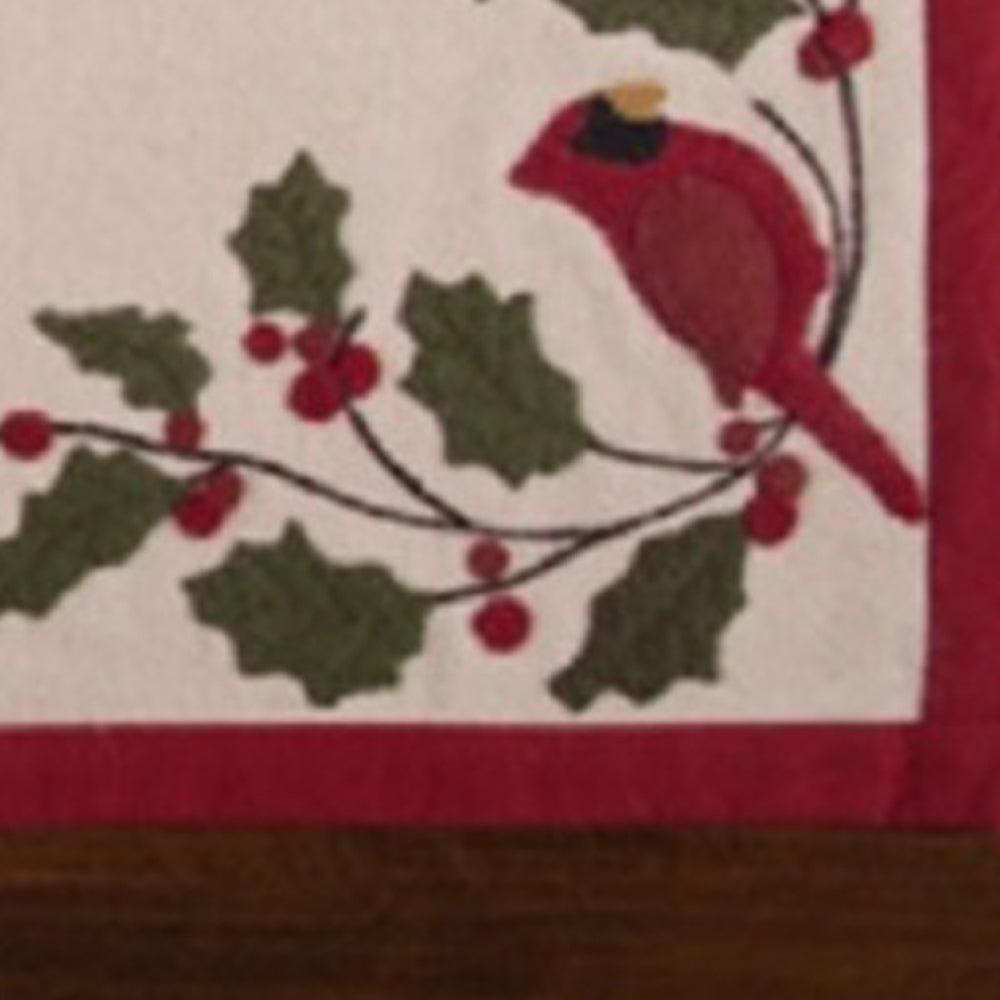 Cardinal Holly Felt Table Runner