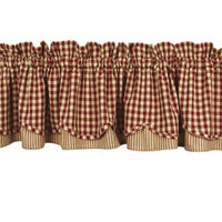 Thumbnail for Barn Red-Nutmeg Heritage House Check Barn Red Fairfield Valance - Lined - Interiors by Elizabeth