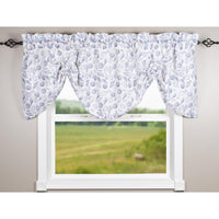 Thumbnail for Shells White-Navy Gathered Valance - Lined - Interiors by Elizabeth